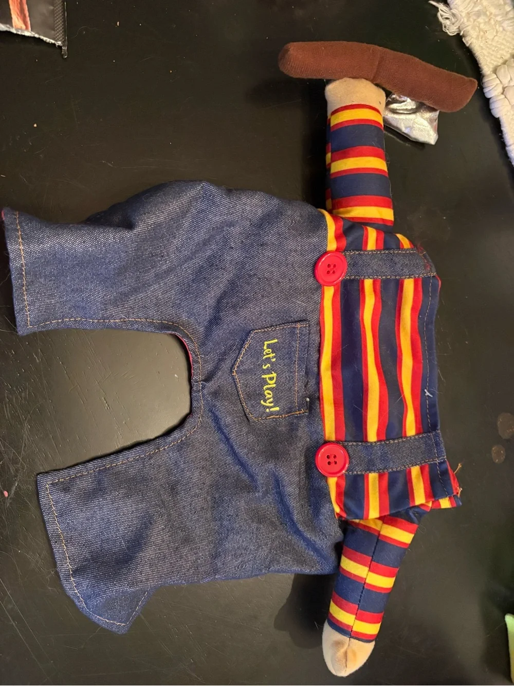 Cat (11-15 pound) Halloween Chucky Navy & Red Play Overalls - Unbranded